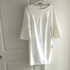 NWT Calvin Klein off White Dress with bell sleeve